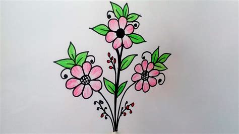 Rose Flower Tree Drawing