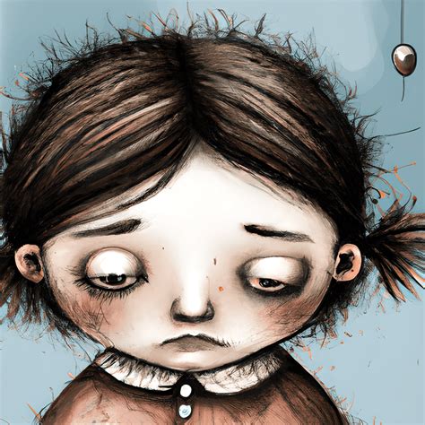 Create a Whimsical Portrait of a Cartoon Sad Girl · Creative Fabrica