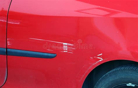 Paint Scratches on a Red Car. Accidental Damage To a Red Car Stock Photo - Image of door ...