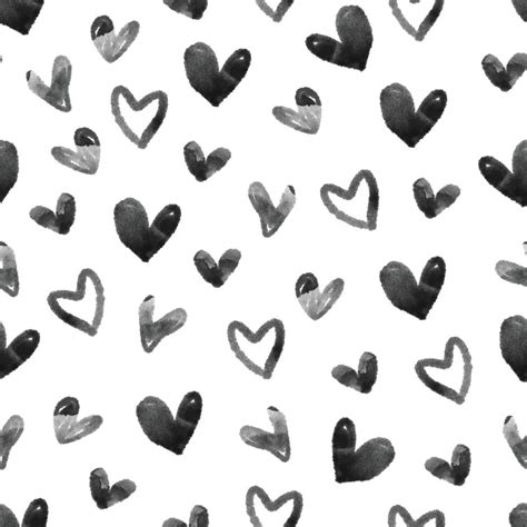 seamless simple black heart shape pattern on white background , kids ...