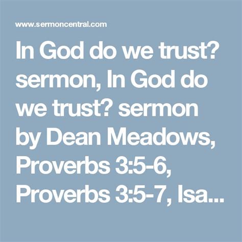 In God do we trust? sermon, In God do we trust? sermon by Dean Meadows ...