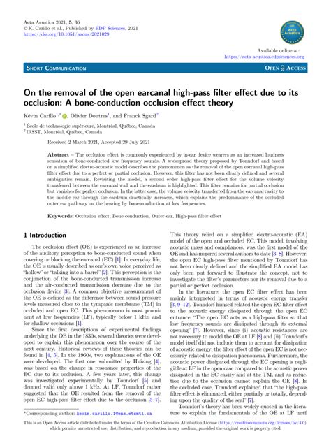 (PDF) On the removal of the open earcanal high-pass filter effect due to its occlusion: A bone ...