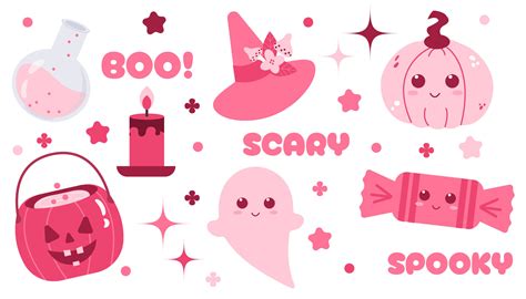 Pink Halloween vector set 27997740 Vector Art at Vecteezy