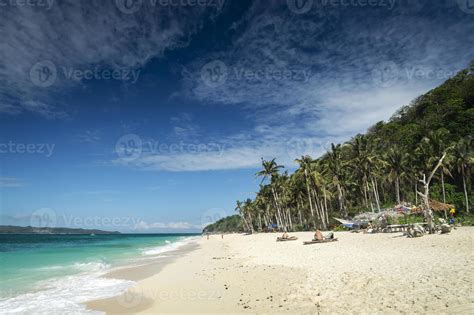 Famous Puka beach view on tropical paradise Boracay Island in ...