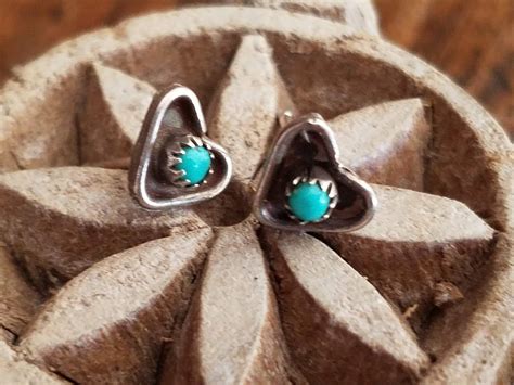 Tiny Turquoise Stud EarringsSterling & Turquoise Heart | Etsy ...