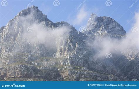 Closeup of Table Mountain Cable Car in Clouds. Stock Photo - Image of ...