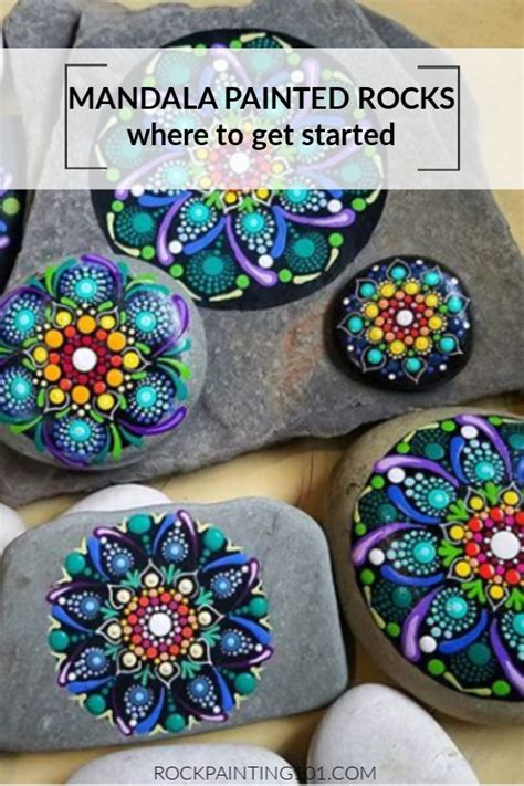 How to create dot mandala rocks step-by-step. Rock painting tutorial for dot mandalas for ...