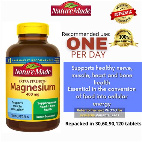 Nature Made Extra Strength Magnesium 400 mg | Shopee Philippines