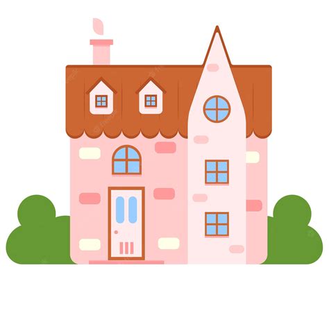 Premium Vector | Cute illustration of a cartoon bright pink house ...