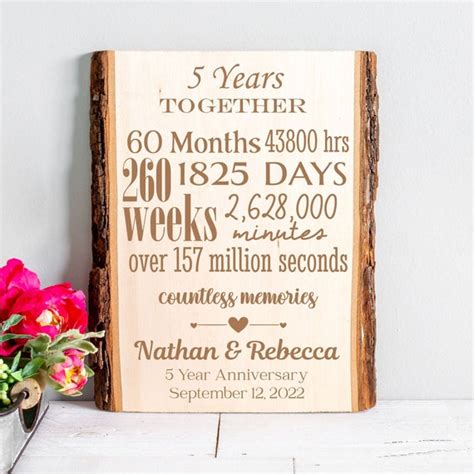 5th Anniversary Gift Custom Anniversary Sign Anniversary - Etsy