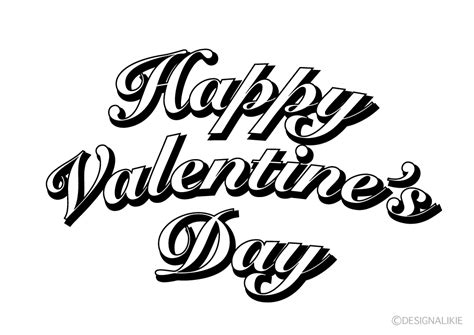 Valentine Typography Black and White Clip Art Free PNG Image｜Illustoon