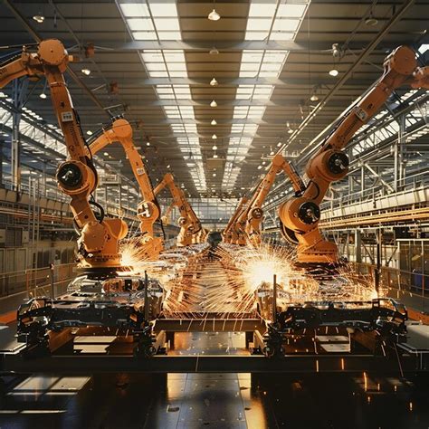 Premium Photo | A robot in a factory with the words robot on the side