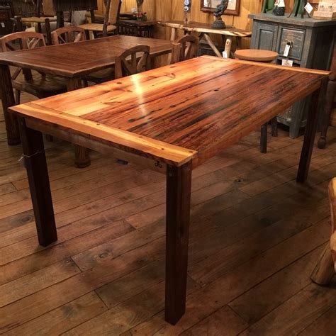 66L 36W Heart Pine Top Dining Table Walnut Legs