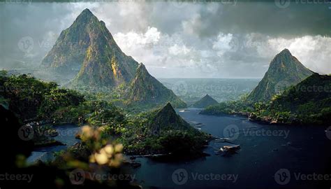 st lucia pitons at sunset 11081548 Stock Photo at Vecteezy