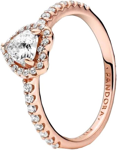 Pandora Sparkly Raised Heart Ring 14K Rose Gold Plated Metal Alloy 58 : Amazon.co.uk: Jewellery