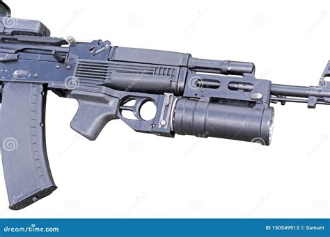 Modern Assault Rifle with Underbarrel Grenade Launcher Stock Image - Image of metal, kalashnikov ...