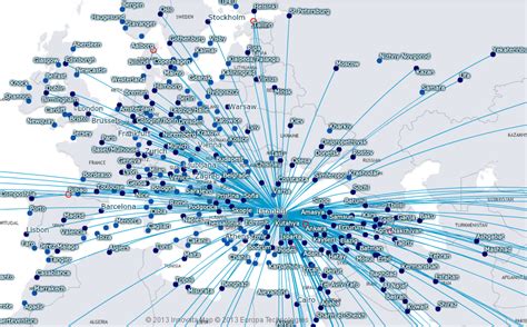 Turkish Airlines route map - Europe