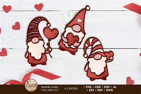 Valentine's Day Gnomes Set, Home Decor Graphic by LaserCutano ...