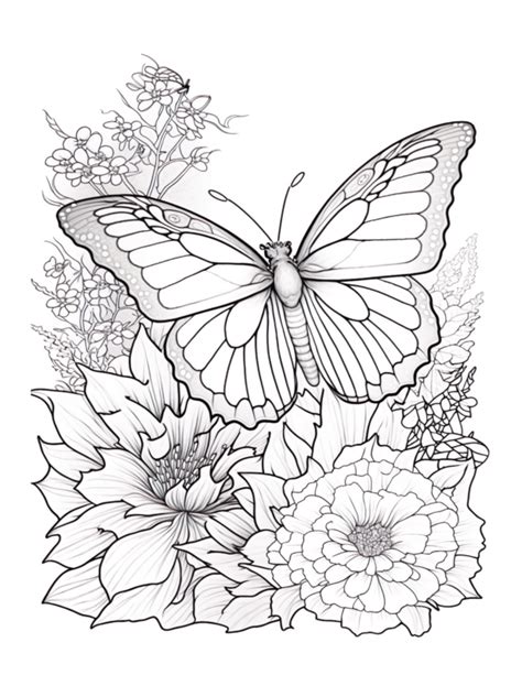 Free Butterfly Garden Coloring Page 63 | Free Coloring Adventure