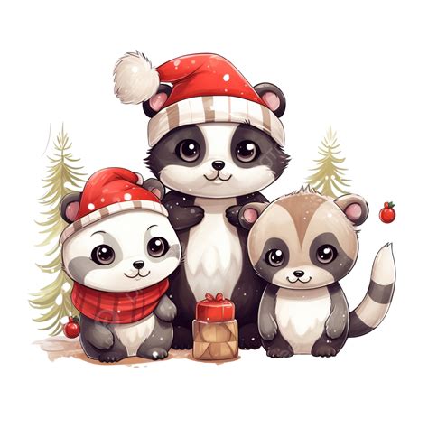 Christmas Card Cute Cartoon Cat Panda And Rat In Reindeer Customs, Christmas Animals, Reindeer ...