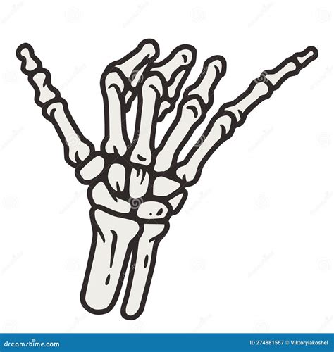 Shaka Skeleton Hand Sign for Surf, Beach, Hawaii Design. Hand Bones for ...