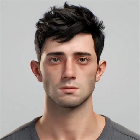 Premium AI Image | Portrait of a young man with black hair and green eyes