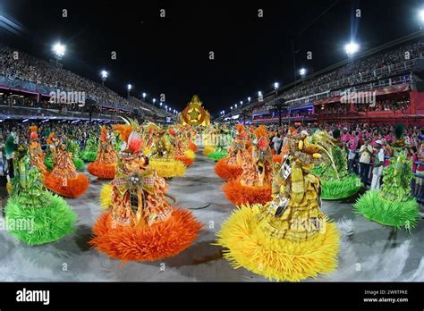 Rio de Janeiro, Brazil, February 19, 2023. Parade of the samba schools of the special group ...