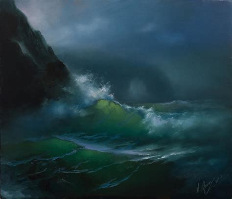 Sea Storm Painting by Alexander Uzgakov