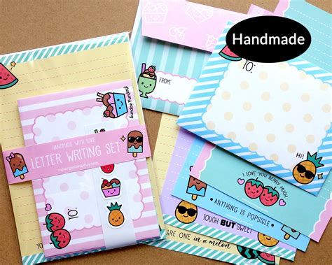 Cute Kawaii letter writing paper stationery set handmade ideal | Etsy