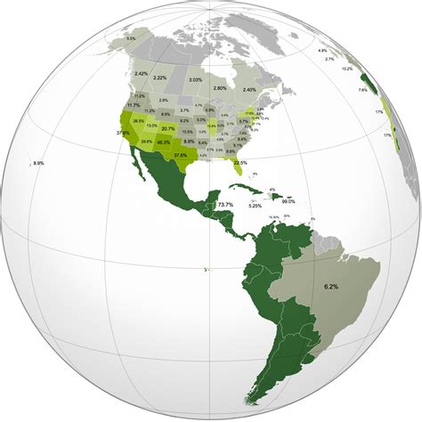 Amérique hispanique • Carte • PopulationData.net