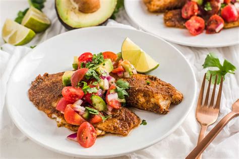 Blackened Cajun Tilapia with Avocado and Tomato Salsa - Healthy Little Peach Healthy Little Peach