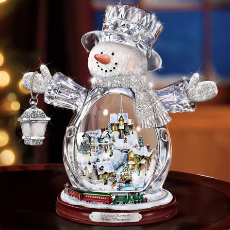 The Thomas Kinkade Illuminated Crystal Snowman - Hammacher Schlemmer ...