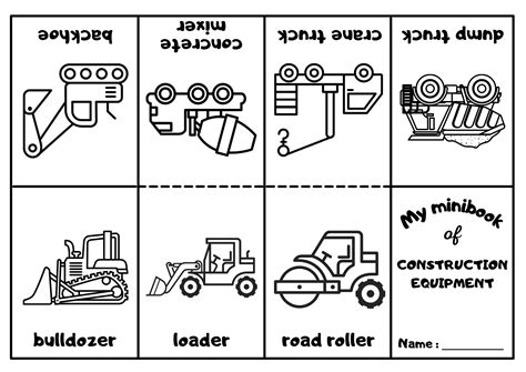 Construction Equipment Mini Coloring Book - Ezpzlearn.com