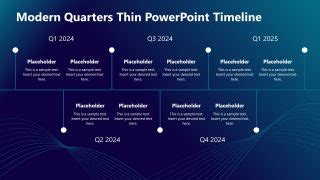 Modern Quarters Thin PowerPoint Timeline & Google Slides Template