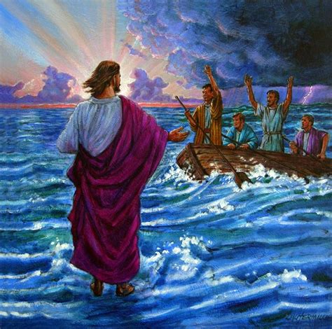 Jesus Walking on the Sea - Paintings by John Lautermilch - Paintings ...