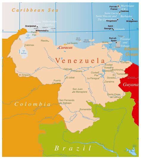 Large political map of Venezuela with major cities | Venezuela | South America | Mapsland | Maps ...