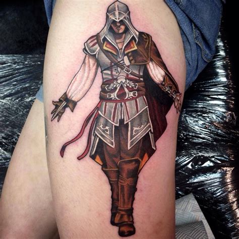 Assassins Creed Tattoo On Leg by Paul Priestley | Assassins creed tattoo, Tattoos, Leg tattoos