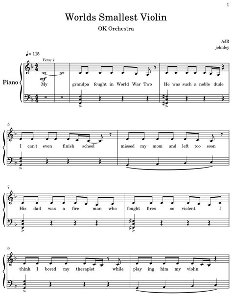 Worlds Smallest Violin - Sheet music for Piano