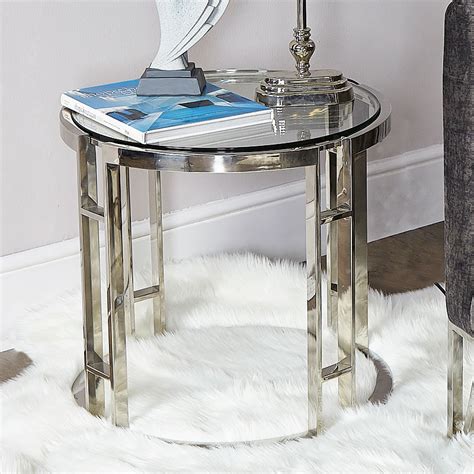 Atticus Chrome And Tempered Glass End Side Table | Picture Perfect Home