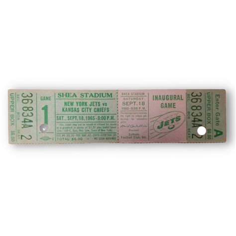 1965 New York Jets Ticket - Joe Namath's First Start - Weiss Auctions