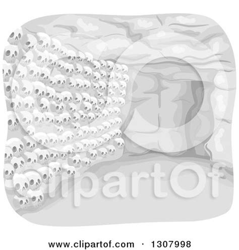 Clipart of a Hallway of Skulls in the Catacombs - Royalty Free Vector ...