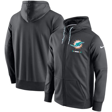 Men's Nike Charcoal Miami Dolphins Sideline Logo Performance Full-Zip ...