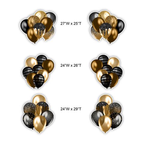 Black and Gold Balloon Bouquet Bundle | Full Sheet Bundle | SignWay