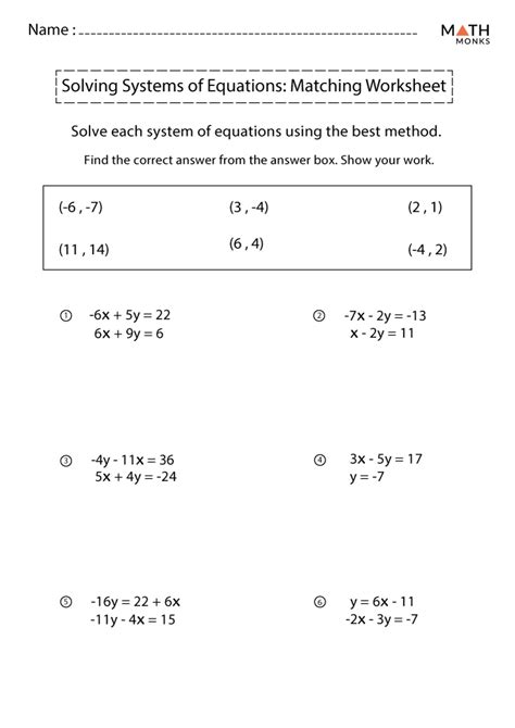 Intro To Systems Of Equations Worksheets