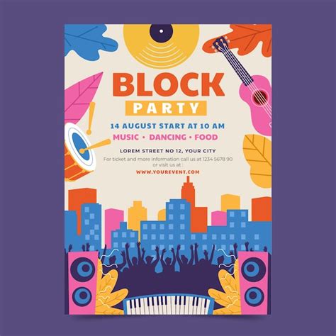 Free Vector | Hand drawn block party flyer template