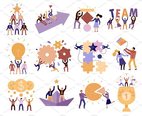 Effective teamwork cartoon set | Photoshop Graphics ~ Creative Market