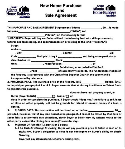 Home Purchase Agreement Template Sample | Contract template, Purchase ...