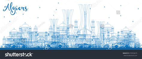 Outline Algiers Skyline Blue Buildings Business Stock Illustration ...