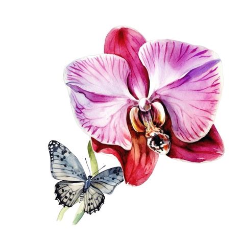 Premium AI Image | A butterfly and a orchid flower with a butterfly on it.