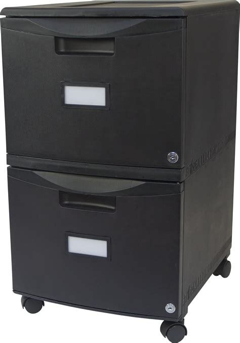 Amazon.com : Storex 18-Inch Wheeled Two-Drawer Locking Filing Cabinet, Black (61309) : Storage ...